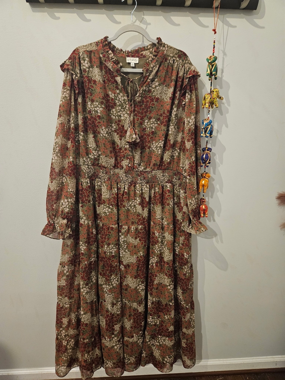 Wonderly Floral Maxi Dress in Rust and Olive